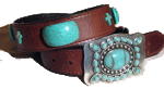 Brown Ladies belts with Turquoise Stones by SSM Belts