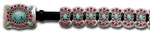 Leather Belt w/ Turquoise & Coral Stone Butterfly Conchos