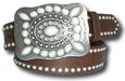 Oil Tanned Leather Belt w/Pearl Stones