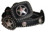 Black Hide belt with stars and AB Crosses