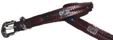 Brown Ladies Belt with Square Ab Crystal Conchos with a Blue Turquoise spot accentby SSM™ Belts