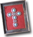 Large Turquoise & Red Butterfly Framed Cross