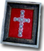Small Turquoise & Red Butterfly Framed Cross